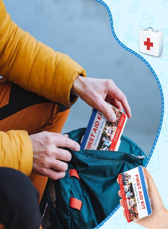 Threlaco 12 Set Mini First Aid Kit Bulk Mini Portable Travel Kit Resistant Case for Convenience First Aid 12 Pack Boxes of 26 Items Each for Minor Cut Scrape Hike Car Home School Office Sports - Image 4